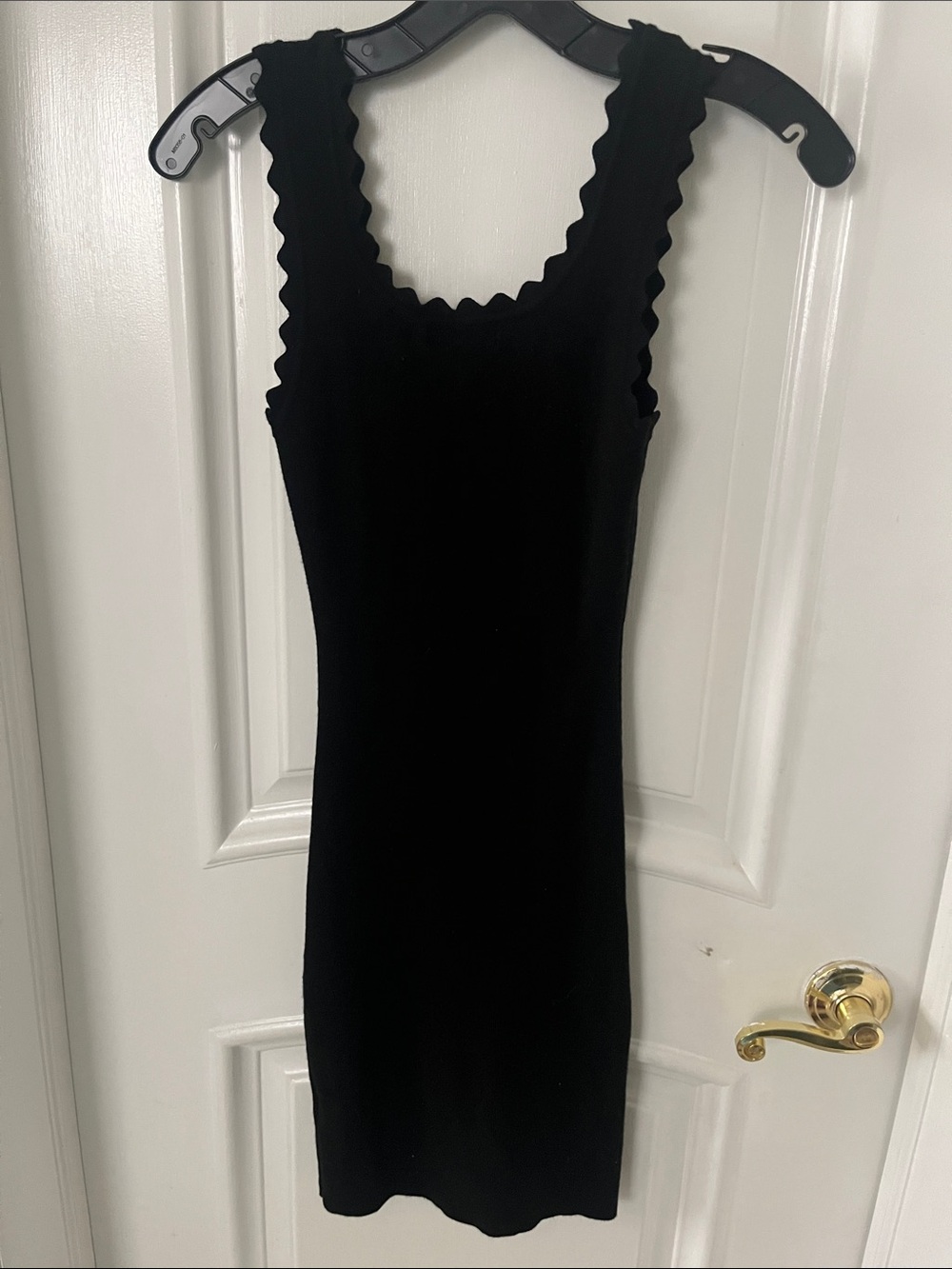 Scalloped-Edge Black Mini Dress